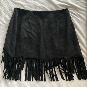 Black fringe, pencil skirt